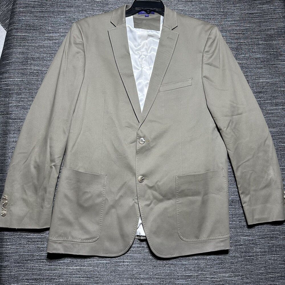 Alan Flusser Men's Size 44L Khaki Blazer Stretch 2 Button 62815